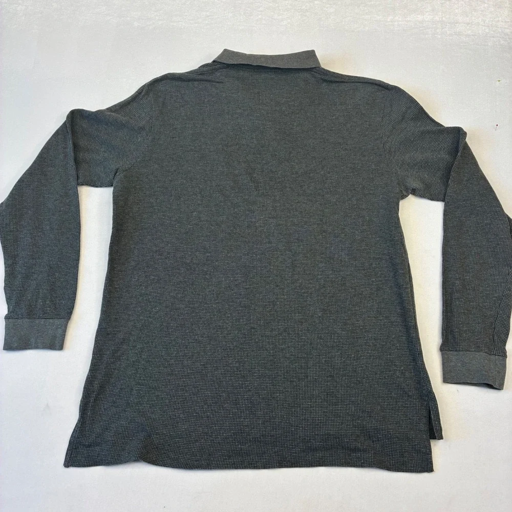 Polo Ralph Lauren Polo Shirt Mens XL Grey Pima Cotton Long‎ Sleeve Houndstooth